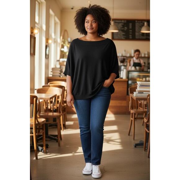 Splendid Tops - Splendid Black Dolman Sleeve Oversized Knit Top Large Batwing Cozy Chic